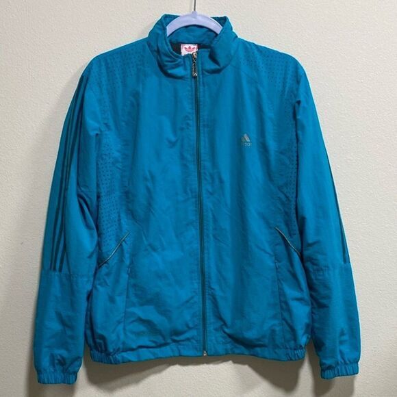 Vintage‎ Adidas ClimaCool Teal Perforated Windbreaker Jacket Women's M - Picture 3 of 13